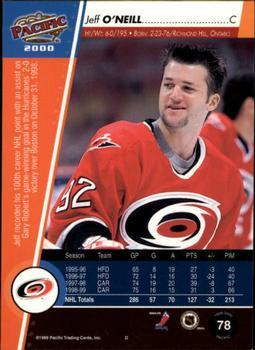 1999-00 Pacific - Gold #78 Jeff O'Neill Back