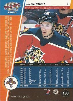 1999-00 Pacific - Gold #183 Ray Whitney Back