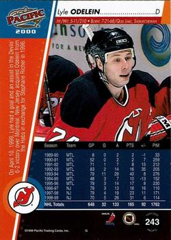 1999-00 Pacific - Gold #243 Lyle Odelein Back