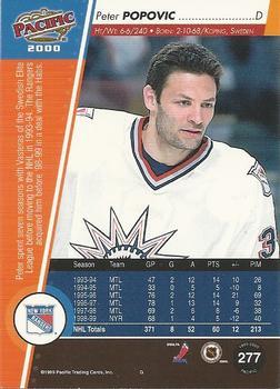 1999-00 Pacific - Gold #277 Peter Popovic Back