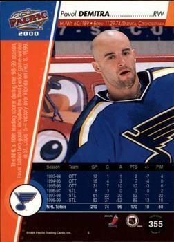 1999-00 Pacific - Gold #355 Pavol Demitra Back