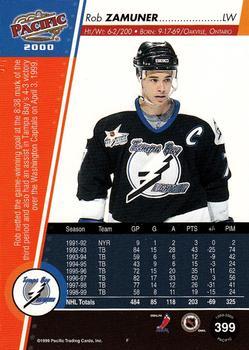 1999-00 Pacific - Gold #399 Rob Zamuner Back