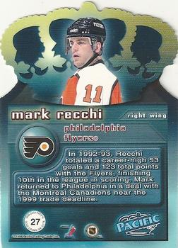 1999-00 Pacific - Gold Crown Die Cuts #27 Mark Recchi Back
