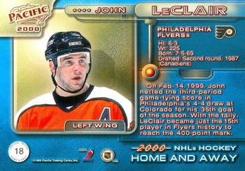 1999-00 Pacific - Home and Away #18 John LeClair Back