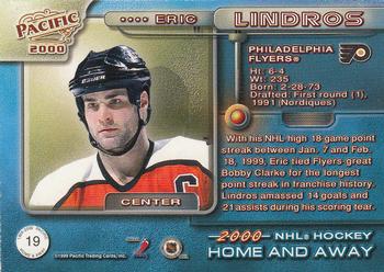 1999-00 Pacific - Home and Away #19 Eric Lindros Back