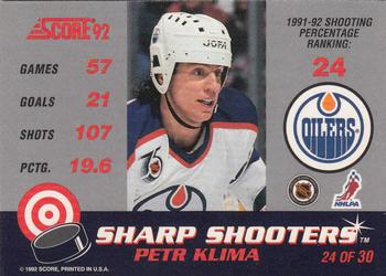 1992-93 Score - Sharp Shooters #24 Petr Klima Back