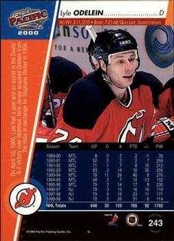 1999-00 Pacific - Ice Blue #243 Lyle Odelein Back
