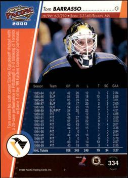 1999-00 Pacific - Ice Blue #334 Tom Barrasso Back