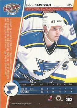 1999-00 Pacific - Ice Blue #352 Lubos Bartecko Back