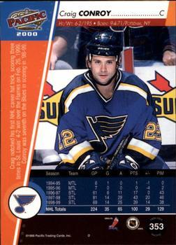 1999-00 Pacific - Ice Blue #353 Craig Conroy Back