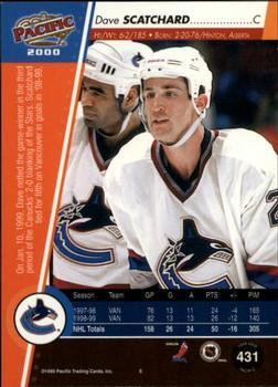 1999-00 Pacific - Ice Blue #431 Dave Scatchard Back