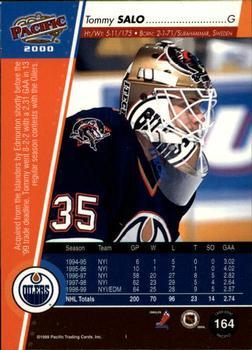 1999-00 Pacific - Premiere Date #164 Tommy Salo Back