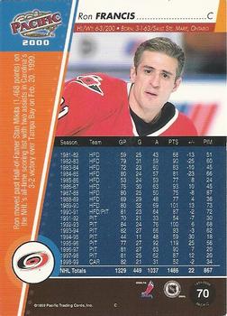 1999-00 Pacific - Red #70 Ron Francis Back
