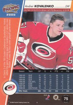 1999-00 Pacific - Red #75 Andrei Kovalenko Back