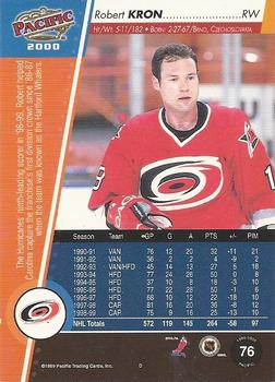 1999-00 Pacific - Red #76 Robert Kron Back