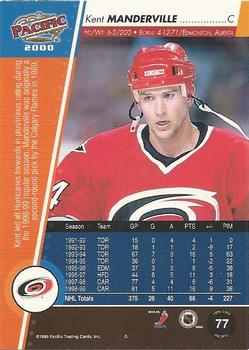 1999-00 Pacific - Red #77 Kent Manderville Back