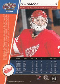 1999-00 Pacific - Red #146 Chris Osgood Back