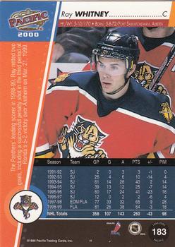 1999-00 Pacific - Red #183 Ray Whitney Back
