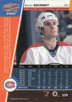 1999-00 Pacific - Red #209 Martin Rucinsky Back