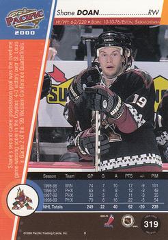 1999-00 Pacific - Red #319 Shane Doan Back