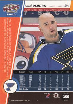 1999-00 Pacific - Red #355 Pavol Demitra Back