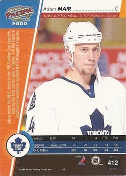 1999-00 Pacific - Red #412 Adam Mair Back