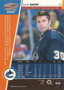 1999-00 Pacific - Red #433 Garth Snow Back