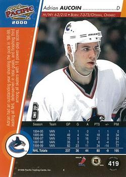1999-00 Pacific - Red #419 Adrian Aucoin Back