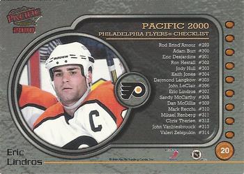 1999-00 Pacific - Team Leaders #20 Eric Lindros Back