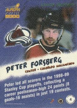 1999-00 Pacific Aurora - Canvas Creations #4 Peter Forsberg Back