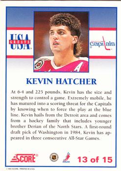 1992-93 Score - USA Greats #13 Kevin Hatcher Back