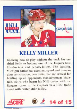 1992-93 Score - USA Greats #14 Kelly Miller Back