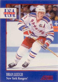 1992-93 Score - USA Greats #8 Brian Leetch Front