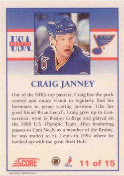 1992-93 Score - USA Greats #11 Craig Janney Back