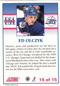 1992-93 Score - USA Greats #15 Ed Olczyk Back