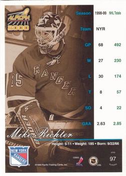 1999-00 Pacific Aurora - Striped #97 Mike Richter Back