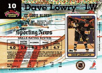 1992-93 Stadium Club #10 Dave Lowry Back
