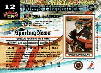 1992-93 Stadium Club #12 Mark Fitzpatrick Back