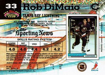 1992-93 Stadium Club #33 Rob DiMaio Back