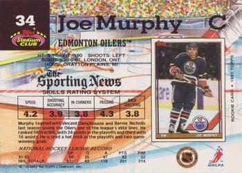 1992-93 Stadium Club #34 Joe Murphy Back