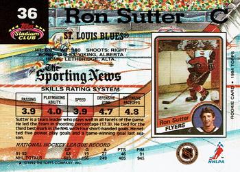 1992-93 Stadium Club #36 Ron Sutter Back