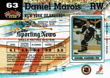 1992-93 Stadium Club #63 Daniel Marois Back