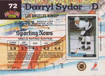 1992-93 Stadium Club #72 Darryl Sydor Back