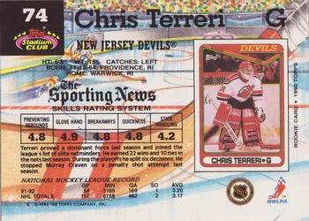 1992-93 Stadium Club #74 Chris Terreri Back