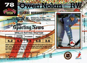 1992-93 Stadium Club #78 Owen Nolan Back
