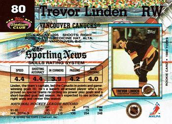 1992-93 Stadium Club #80 Trevor Linden Back