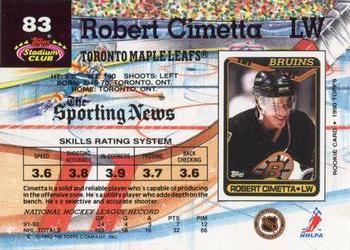 1992-93 Stadium Club #83 Robert Cimetta Back