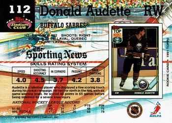 1992-93 Stadium Club #112 Donald Audette Back