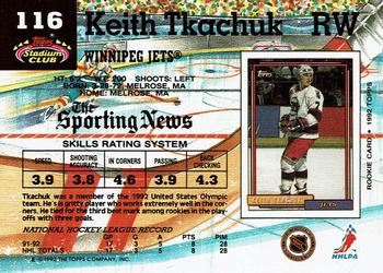 1992-93 Stadium Club #116 Keith Tkachuk Back