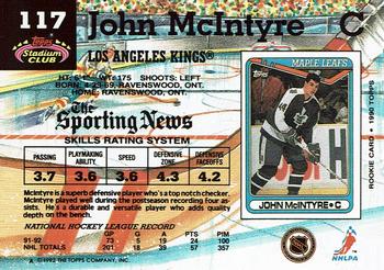 1992-93 Stadium Club #117 John McIntyre Back